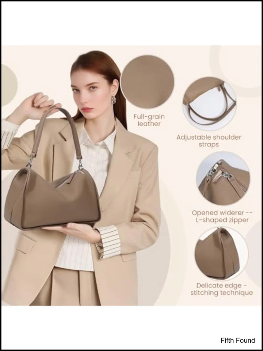 Genuine Leather Women's Hobo Shoulder Bag with Adjustable Strap